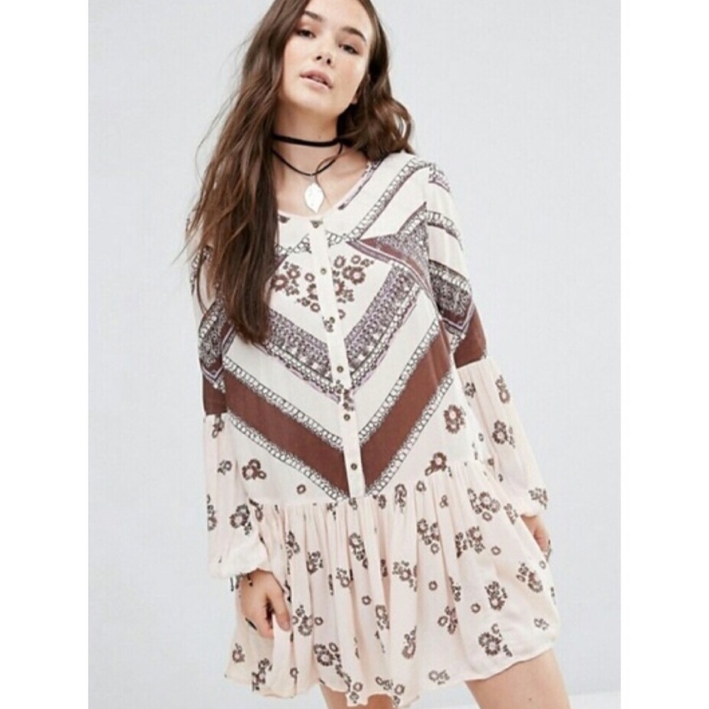 ⭐️ Free People Flowy Pink Floral Tunic Dress XS